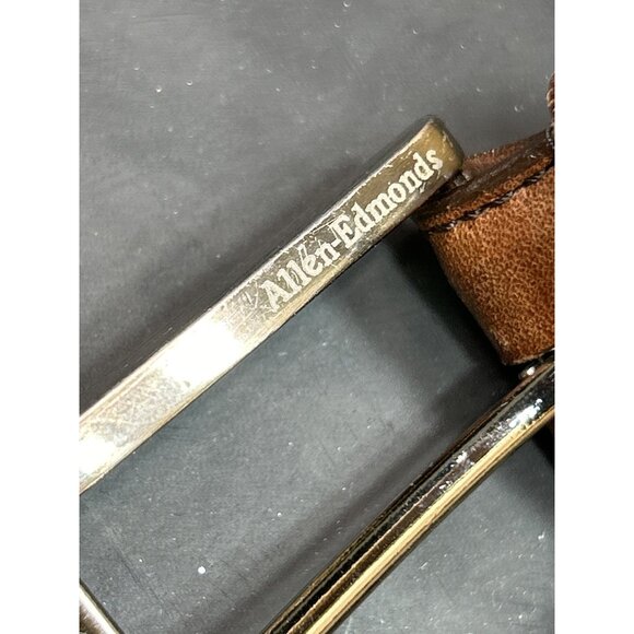Allen Edmonds Brown Leather Belt With Silver Buckle 100/40 Made In USA Mens Clas - Picture 3 of 11
